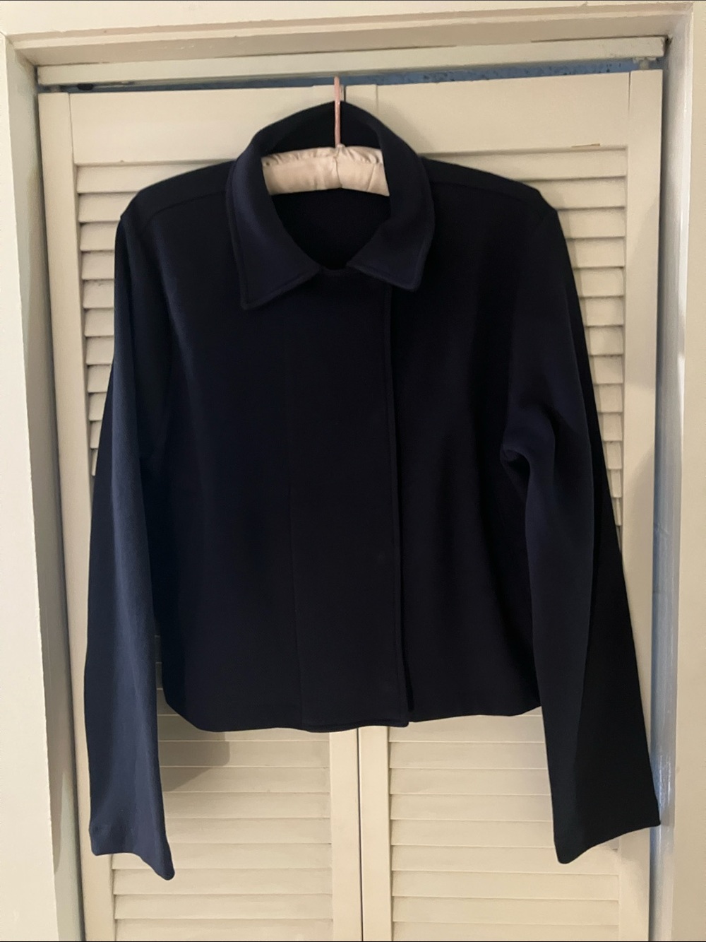 Banana Republic Navy Blue Snap Front Knit Blazer Cardigan Size Medium
